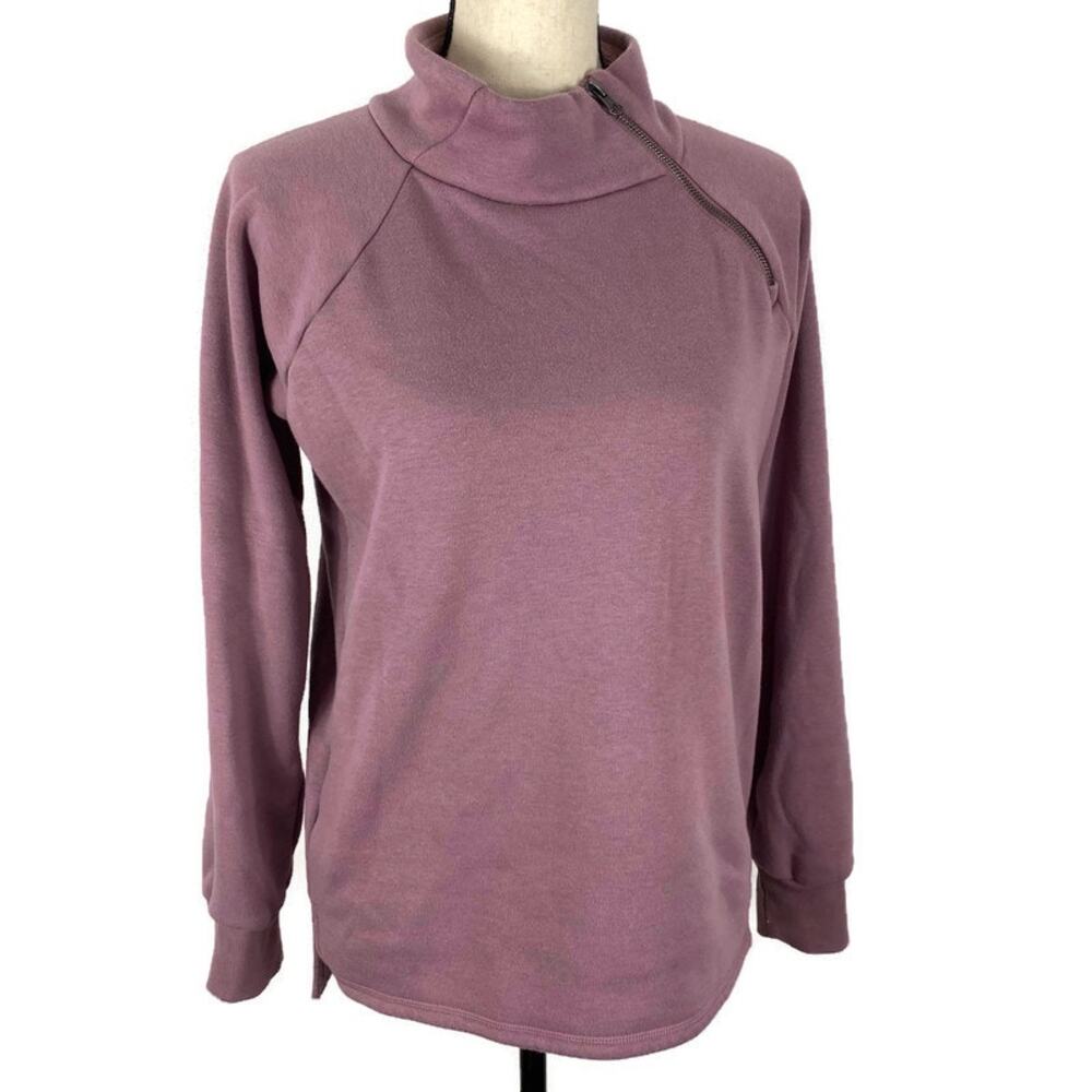 Gaiam Asymmetrical Fleece Sweatshirt 1/4 Zip Mock Neck in Grape Shake Womens Sm